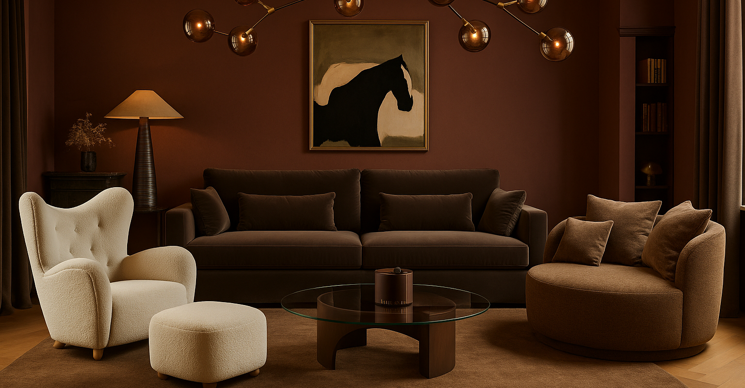 The Brown Edit — rich chocolate, caramel and espresso tones in a beautifully layered living room